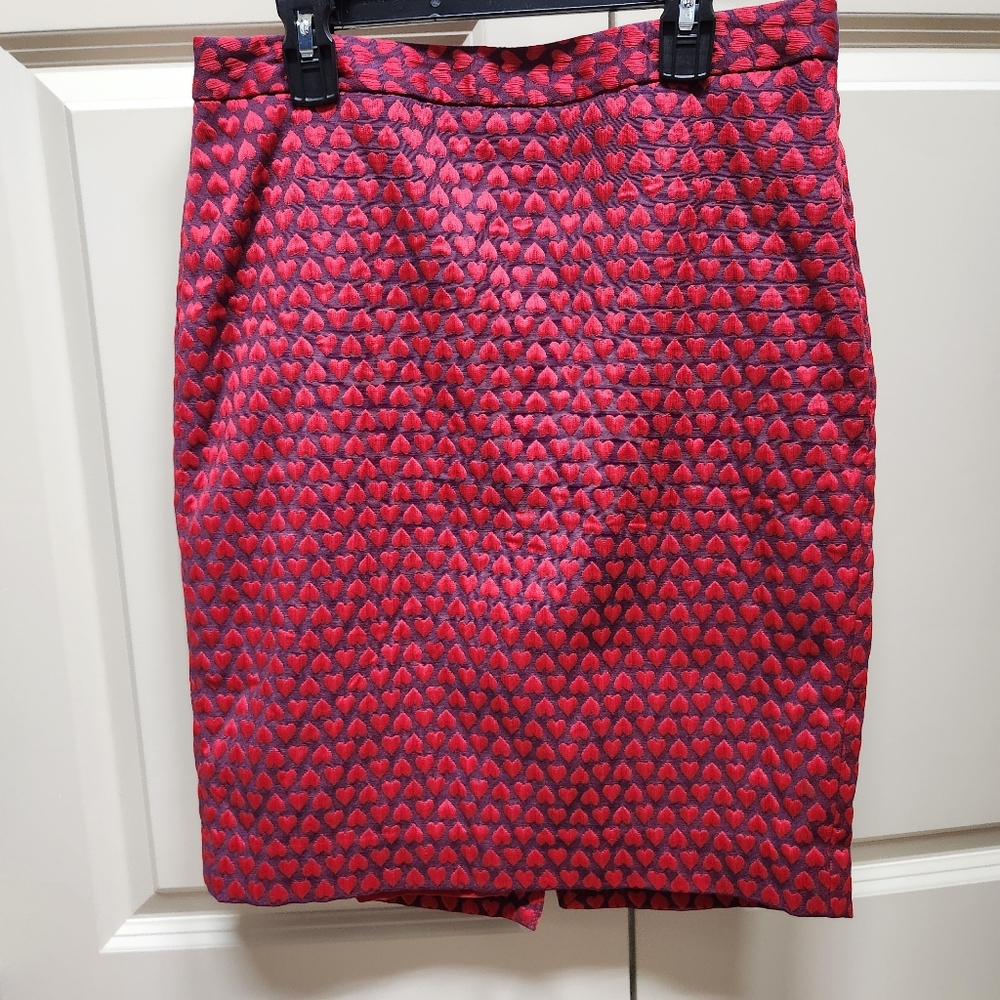 The Limited Red and Pink Heart Pencil Skirt